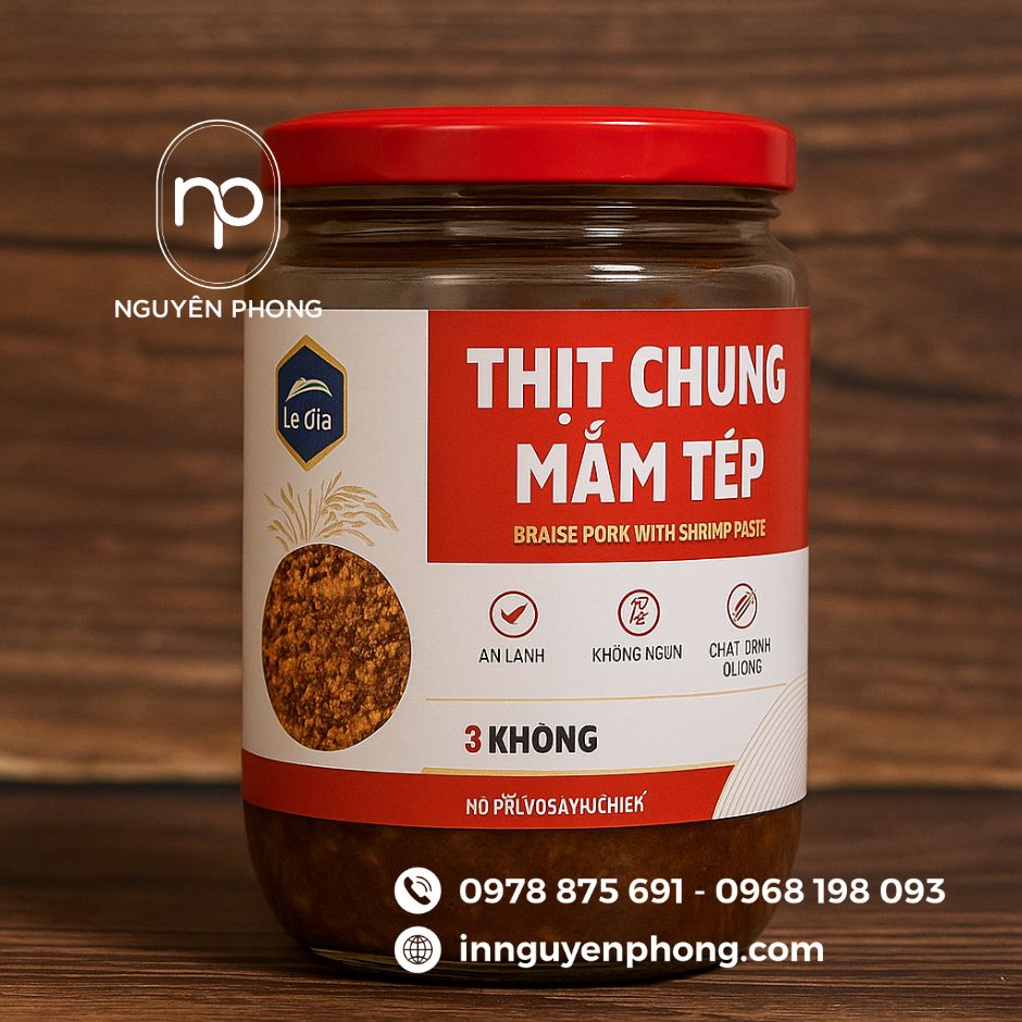 Mẫu mắm tép dán hộp nhựa

